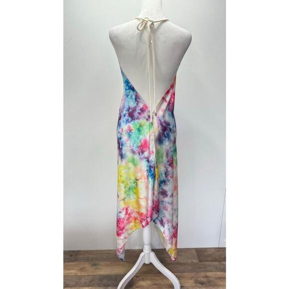 A Helm Hamptons Dress in Pastel Tie Dye Flowy Halter Asymmetric Hem Sundress NEW - Picture 7 of 14